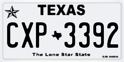 TX license plate CXP3392