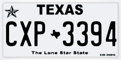 TX license plate CXP3394