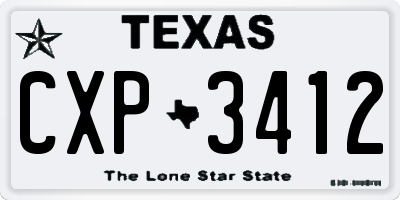 TX license plate CXP3412