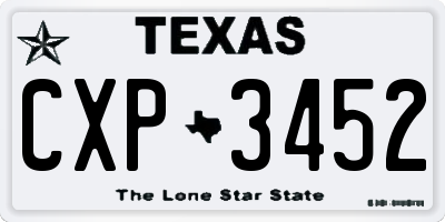 TX license plate CXP3452