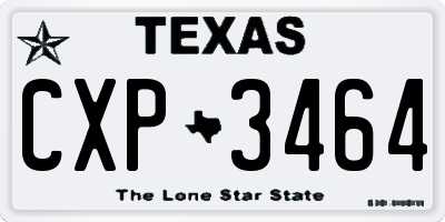 TX license plate CXP3464