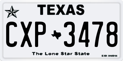 TX license plate CXP3478