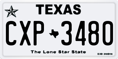TX license plate CXP3480