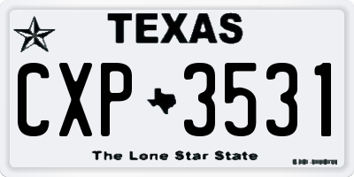 TX license plate CXP3531