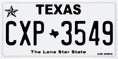TX license plate CXP3549