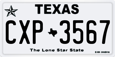 TX license plate CXP3567
