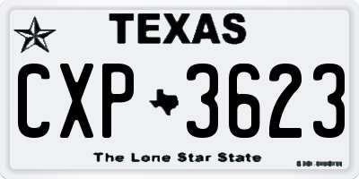 TX license plate CXP3623