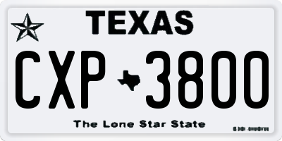 TX license plate CXP3800