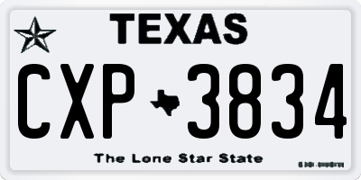 TX license plate CXP3834