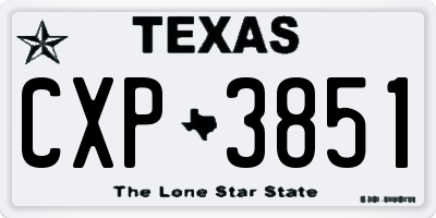 TX license plate CXP3851