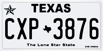 TX license plate CXP3876
