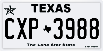 TX license plate CXP3988