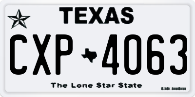 TX license plate CXP4063