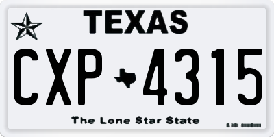 TX license plate CXP4315