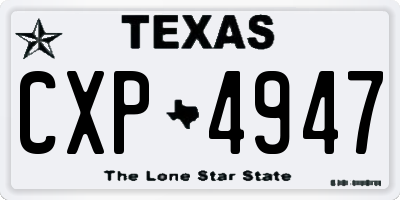 TX license plate CXP4947