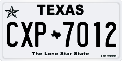 TX license plate CXP7012