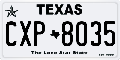 TX license plate CXP8035