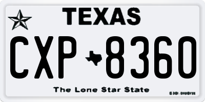 TX license plate CXP8360