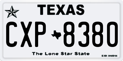 TX license plate CXP8380