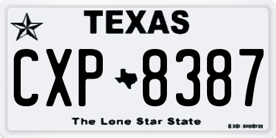 TX license plate CXP8387