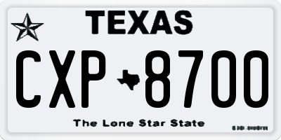 TX license plate CXP8700