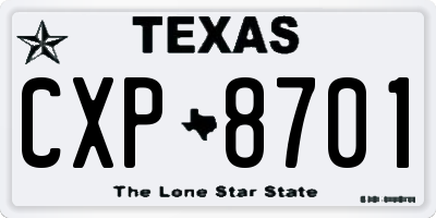 TX license plate CXP8701
