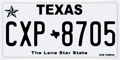 TX license plate CXP8705