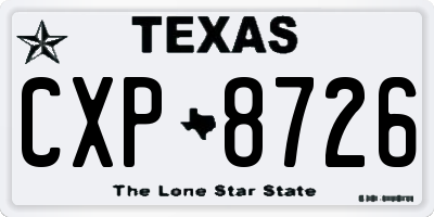 TX license plate CXP8726
