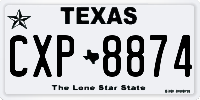 TX license plate CXP8874