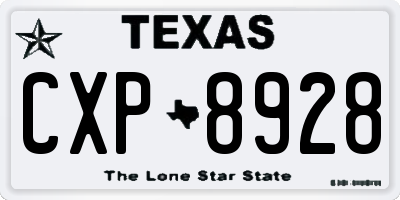 TX license plate CXP8928