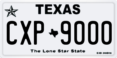 TX license plate CXP9000