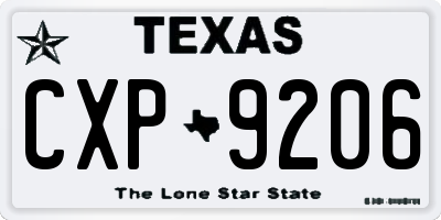 TX license plate CXP9206