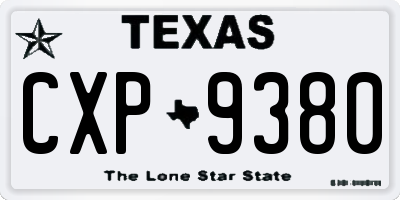 TX license plate CXP9380