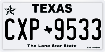TX license plate CXP9533