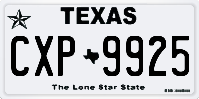 TX license plate CXP9925