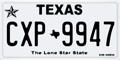 TX license plate CXP9947