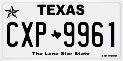 TX license plate CXP9961
