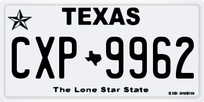 TX license plate CXP9962