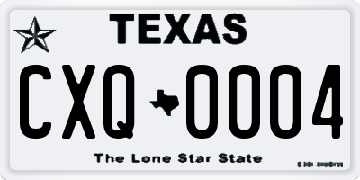 TX license plate CXQ0004
