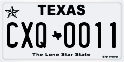 TX license plate CXQ0011
