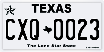 TX license plate CXQ0023