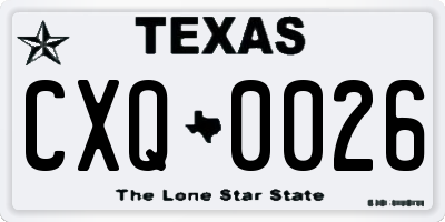 TX license plate CXQ0026