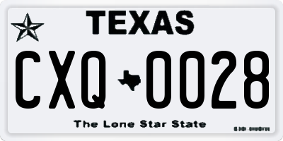 TX license plate CXQ0028