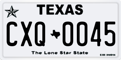 TX license plate CXQ0045