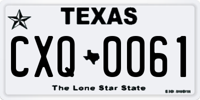 TX license plate CXQ0061