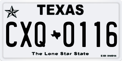 TX license plate CXQ0116