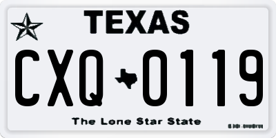 TX license plate CXQ0119