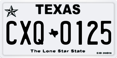 TX license plate CXQ0125