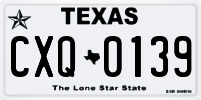 TX license plate CXQ0139