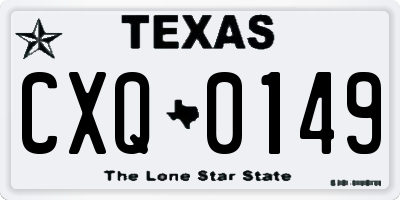 TX license plate CXQ0149